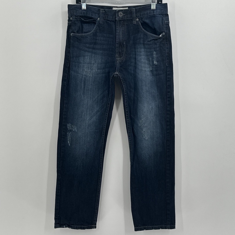 Free Planet Jeans Mens 32x30 (32x29 Actual) Tapered Stretch Denim Dark Wash